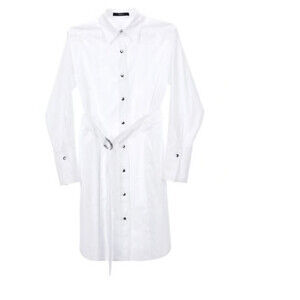 Mo & Co. Maia Long Sleeve Belted Shirt Dress In Snow White Size S $420